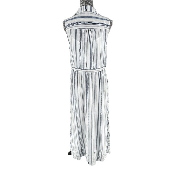 Ryan Michelle Striped Sleeveless Maxi Shirtdress Button Belted Size‎ L Womens - Picture 5 of 9